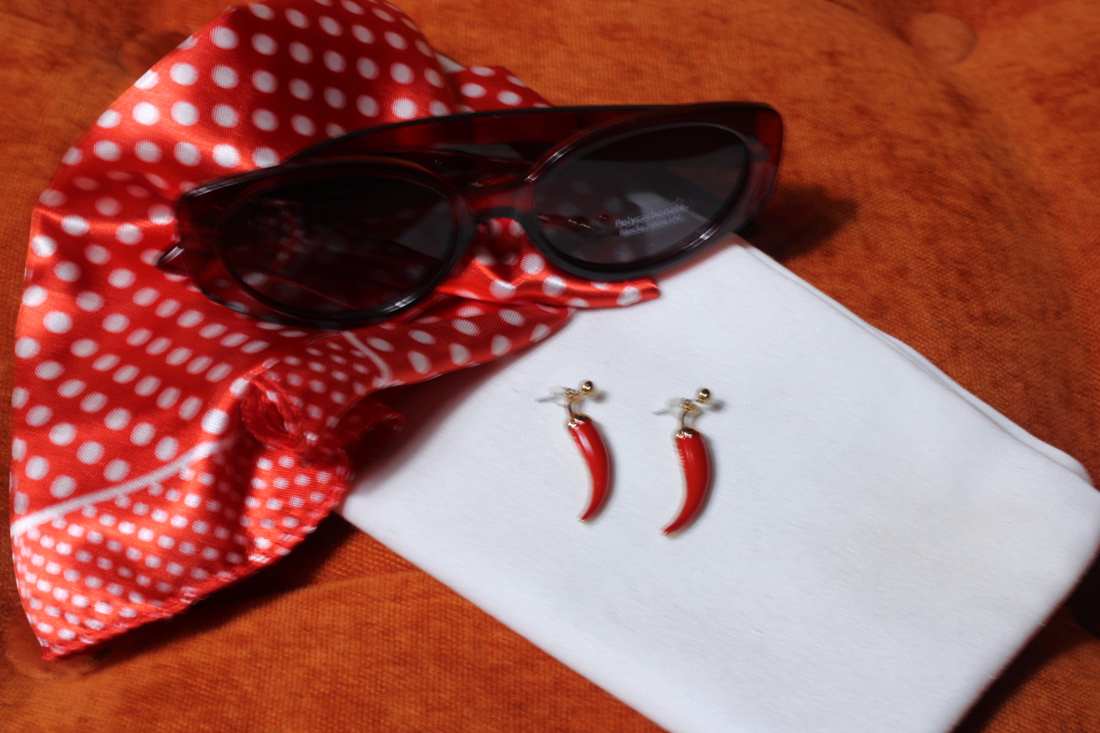 Black Glasses and Red/ White Pocka Dot