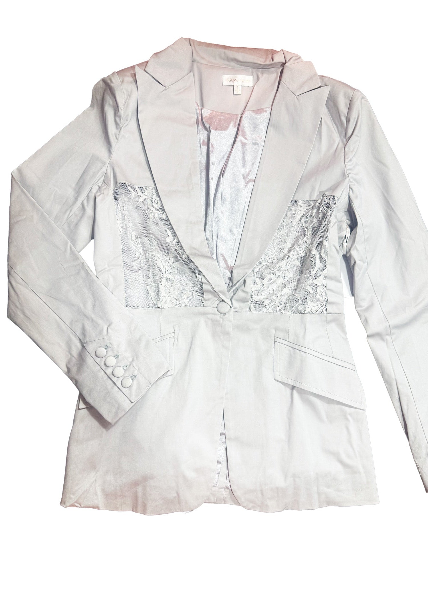 CEO Gray Blazer & Pants Lace Set