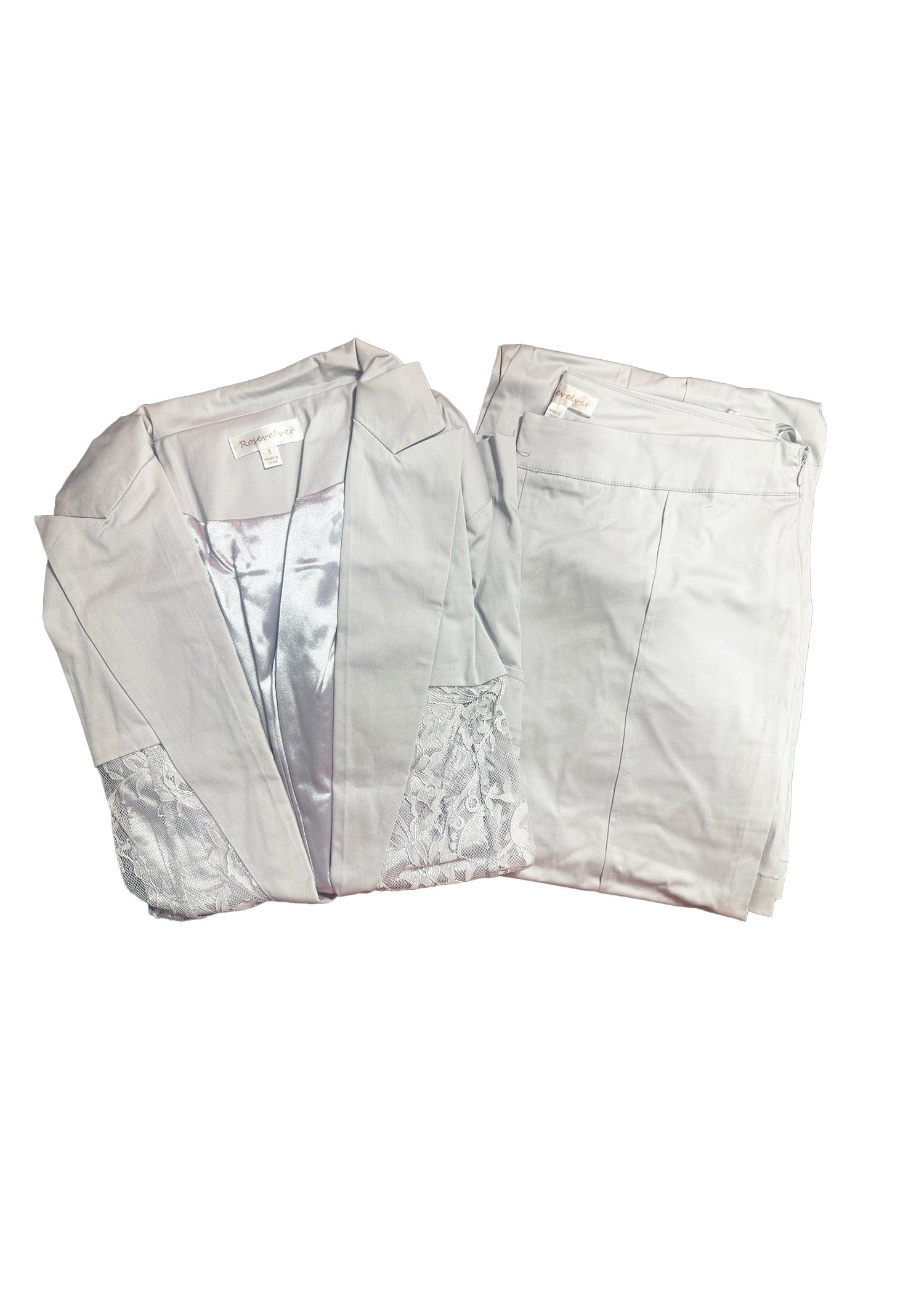 CEO Gray Blazer & Pants Lace Set