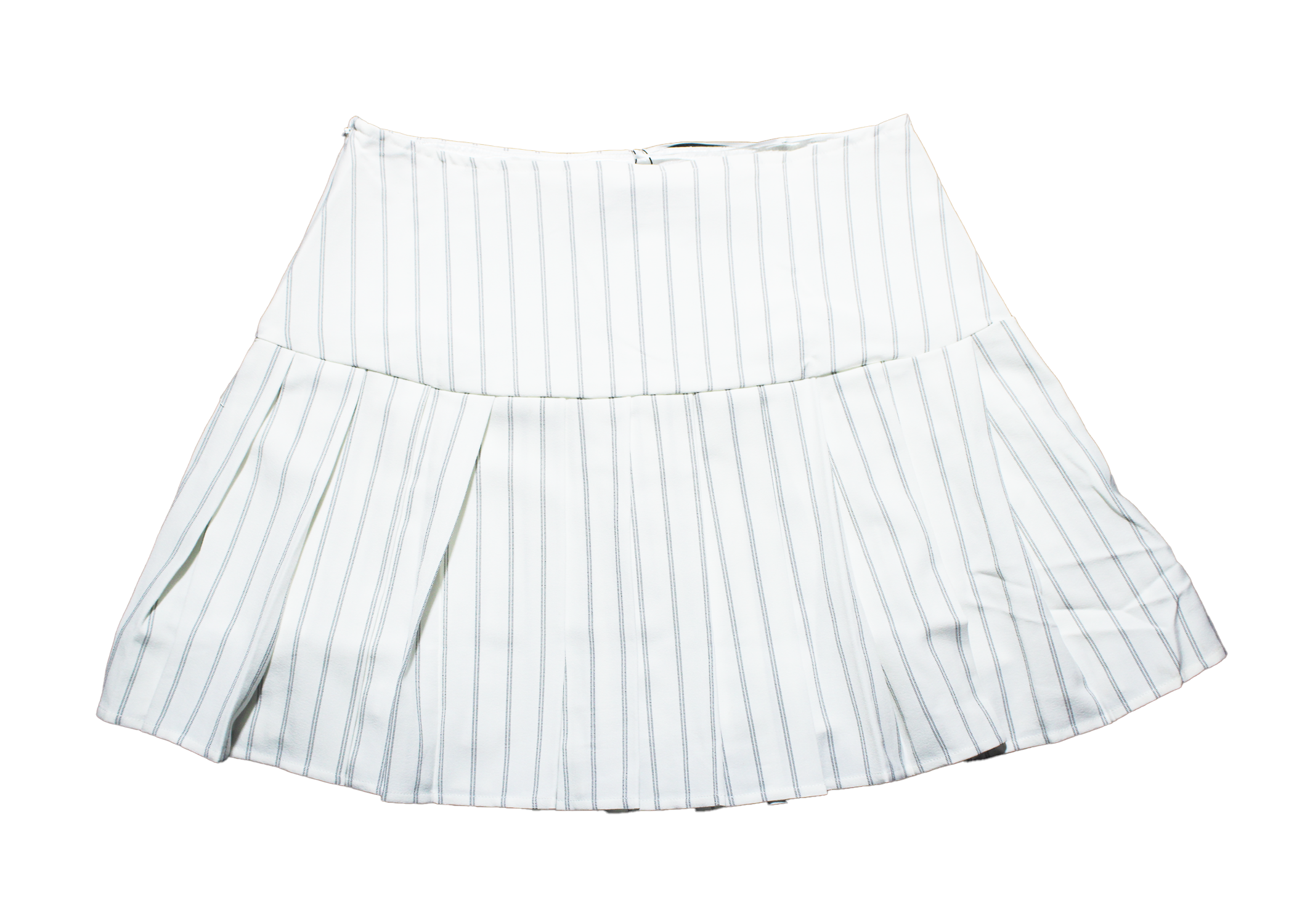 White and Black Stripped Pleated Skirt